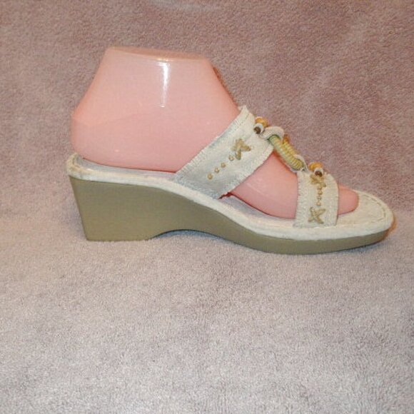 Earth Spirit Gelron Leather Sandals Size 7.5 Magnolia Wedge Slip On Comfort Cush - Picture 3 of 10